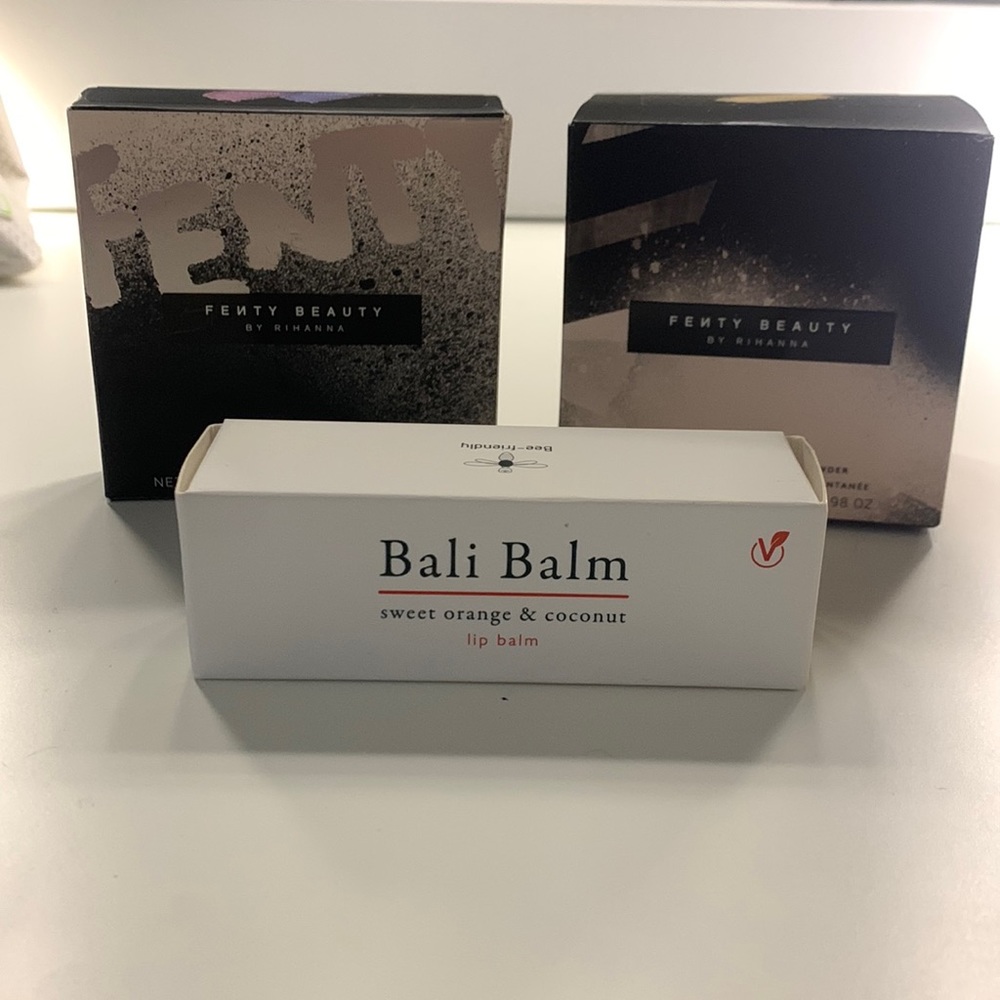 New and unused Fenty beauty bundle and Bali lip balm